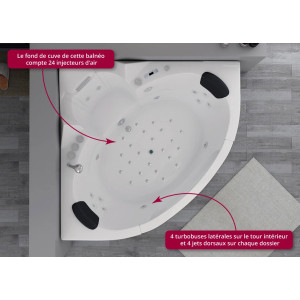 Vue intérieure Baignoire balnéo d'angle avec jets de massage SEATTLE