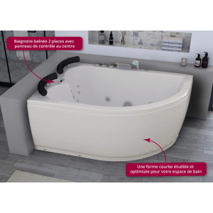Baignoire balnéo asymétrique Maori droite whirlpool 32 jets