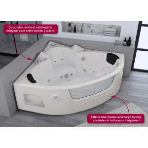Baignoire Balnéo petit prix d'angle Maeva 39 jets