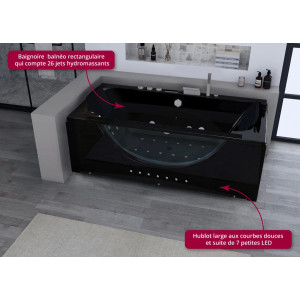 Baignoire balnéo rectangulaire Kilauea black 26 jets Whirlpool