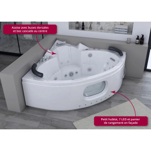 Baignoire balnéo d'angle Corleone 48 jets