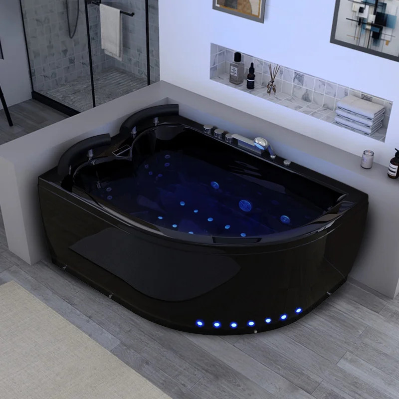Baignoire balnéo asymétrique D-Maori Black whirlpool 32 jets