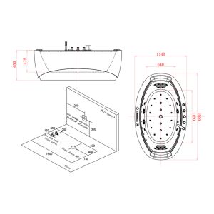 Plans Balnéo forme ovale 41 jets Andaman