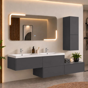 Meubles Design salle de bain BELLISSIMO Gris Anthracite