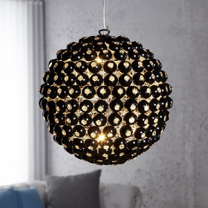 Suspension ronde à facettes noires BALL Noir