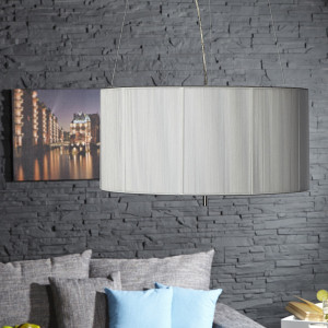 Lampe à suspendre avec abat-jour en nylon blanc 50 cm