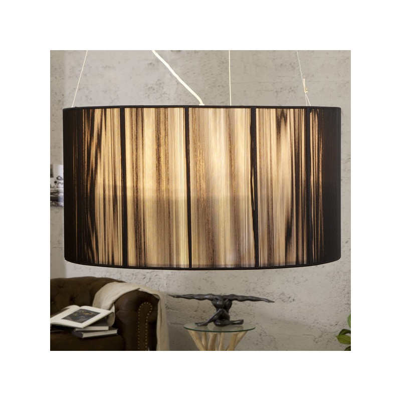 Lampe à suspendre avec abat-jour en nylon noir 60 cm