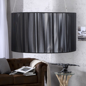 Lampe à suspendre avec abat-jour en nylon noir 60 cm