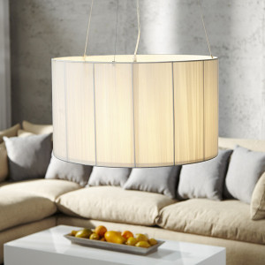 Lampe à suspendre avec abat-jour en nylon blanc 60 cm