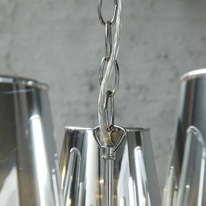 Lustre argenté moderne MANCINI, lustre argenté à 9 branches - Salledebain Online