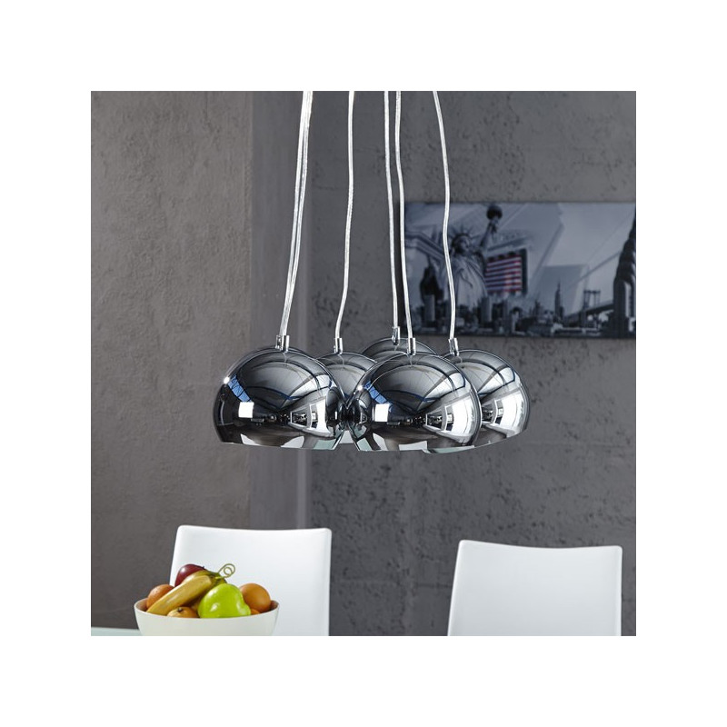 Suspension 6 demi sphères en métal design moderne grand modèle | PERLOTA XL