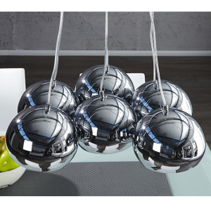 Suspension 6 demi sphères en métal design moderne grand modèle | PERLOTA XL