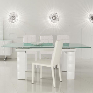 Table de salle à manger extensible, table extensible en verre FANTASY - Salledebain Online