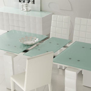 Table de salle à manger extensible, table extensible en verre FANTASY - Salledebain Online