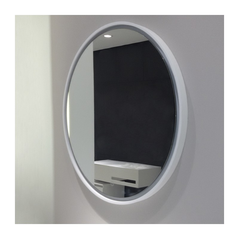 Miroir salle de bain ROND avec éclairage LED et contour noir