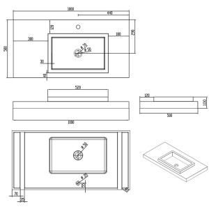 Cotes Plan vasque solid surface SDPW44