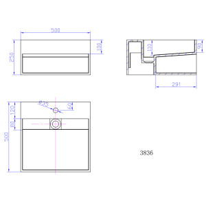 SDWD3836 : lave-mains carré avec espace rangement