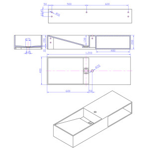 Lave-mains solid avec espace de rangement SDWD38228