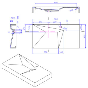 Petit plan vasque en polystone SDWD38427