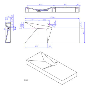 Plan vasque solid surface design SDWD38428