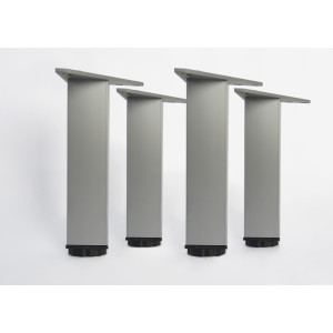 Lot de 4 pieds carrés en alu brossé pour meubles de 180 mm