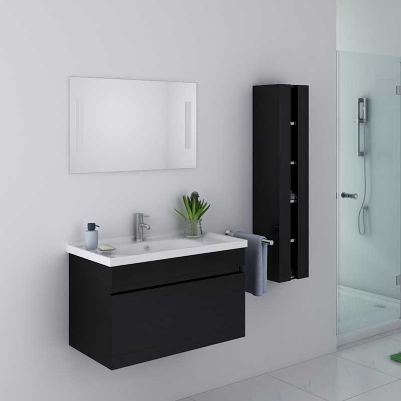 Petit meuble de salle de bain noir brillant moderne DIS800AN