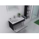 Mobilier pour petite salle de bain noir avec placard et miroir DIS800AN