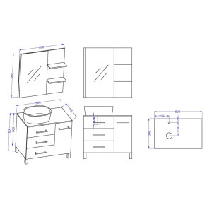 Plan meubles salle de bain TOSCANE Gris Taupe