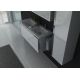 Grand meuble de salle de bain blanc brillant 2 vasques DIS025-1500B
