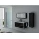 Grand meuble double vasque noir et inox avec rangements DIS025-1500N