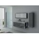 Grand meubles de salle de bain gris avec inox 2 vasques DIS025-1500GT