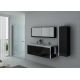 Grand meuble bain noir brillant avec rangements 2 vasques DIS025-1500N