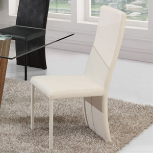 Lot de 4 chaises blanches en simili cuir, lot de 4 chaises blanches LILOU - Salledebain Online