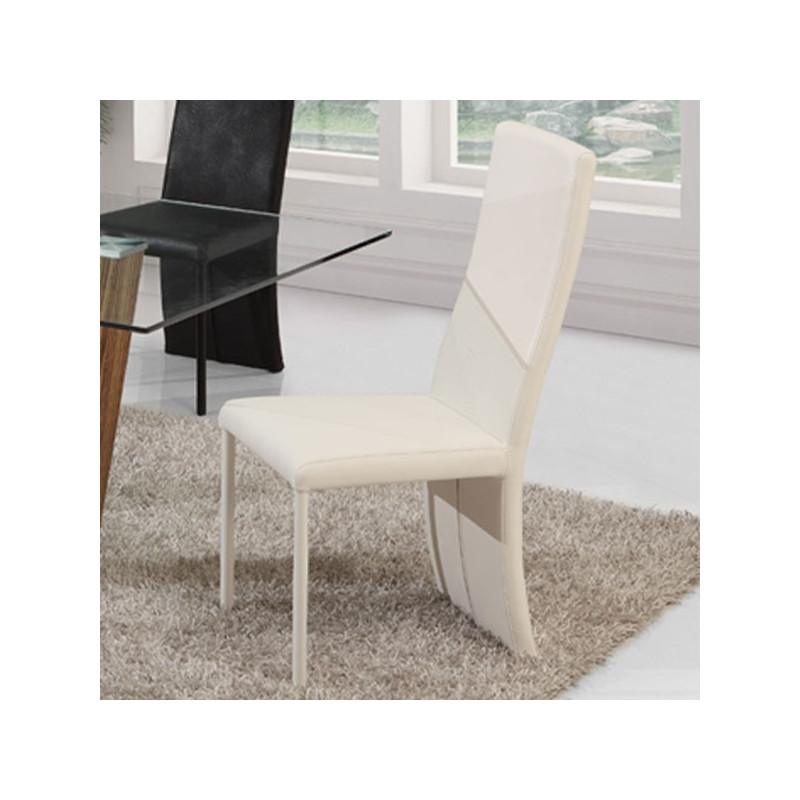 Lot de 4 chaises blanches en simili cuir, lot de 4 chaises blanches LILOU - Salledebain Online Lot de 4 chaises blanches en simili cuir, lot de 4 chaises blanches LILOU - Salledebain Online