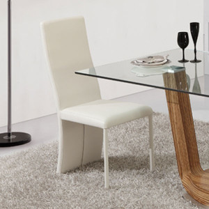 Lot de 4 chaises blanches en simili cuir, lot de 4 chaises blanches LILOU - Salledebain Online