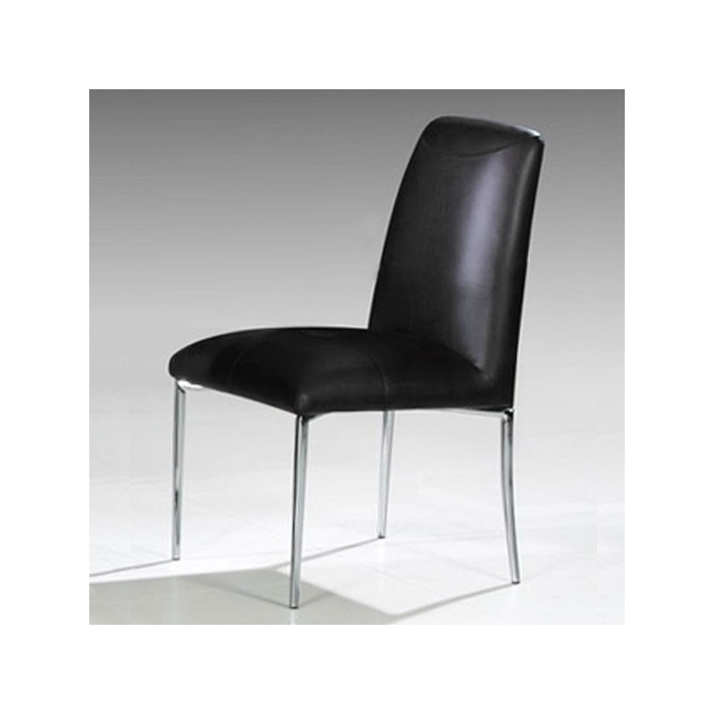 Lot de 4 chaises noires en simili cuir, lot de 4 chaises noires LOLA - Salledebain Online Lot de 4 chaises noires en simili cuir, lot de 4 chaises noires LOLA - Salledebain Online