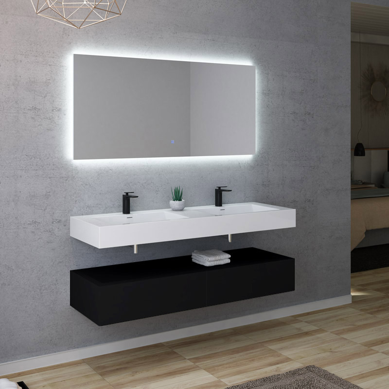 meuble salle de bain Avellino 1400 Noir