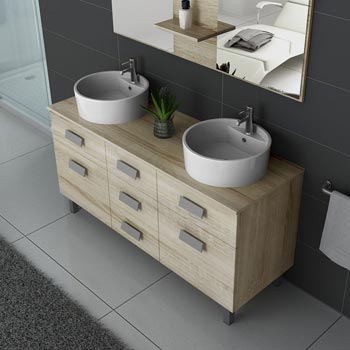 Meuble de salle de bain doubles vasque DIS 911 scandinave