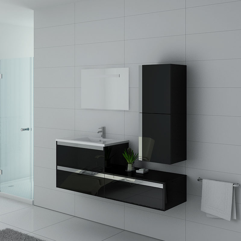 Meuble salle de bain Bellissimo noir 150 cm | Distribain